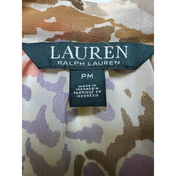 Lauren Ralph Lauren Multi Floral Sheer Ruffle Long Sleeve Blouse Top Women's PM - Picture 8 of 12